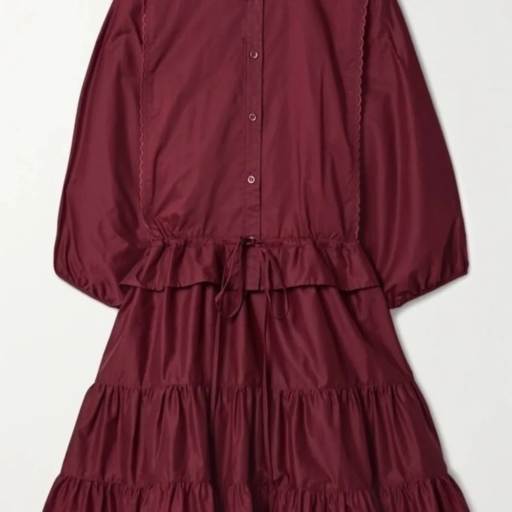 SEE BY CHLOÉ Tiered embroidered cotton-poplin mini dress Size 0 which is 34 - Picture 2 of 16